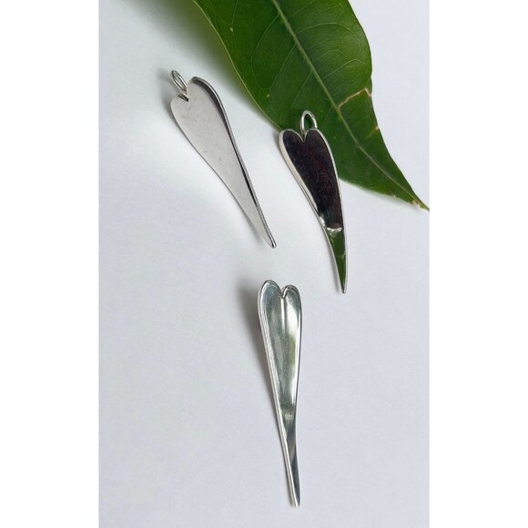 Minimalist 925 Sterling Silver Handcrafted Heart Set Earrings and Pendant - Picture 11 of 12